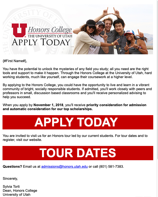 apply to honors college email