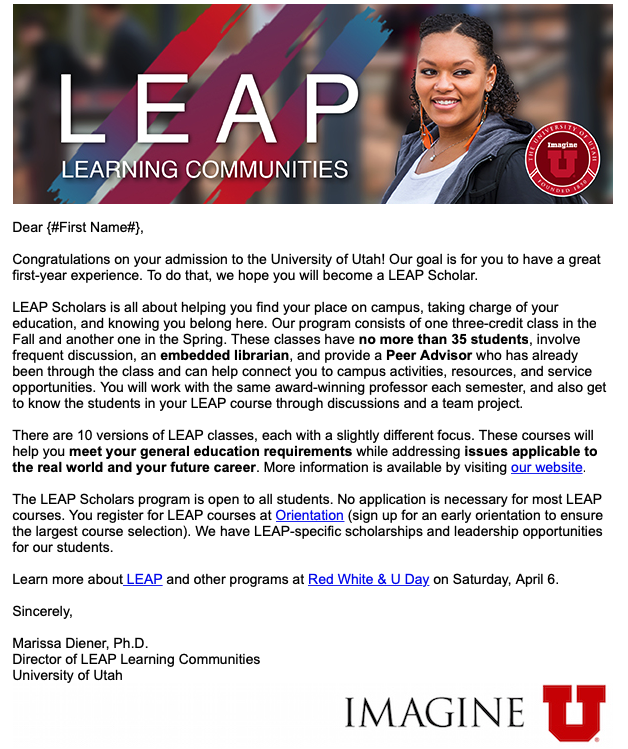 Introductory email to LEAP 